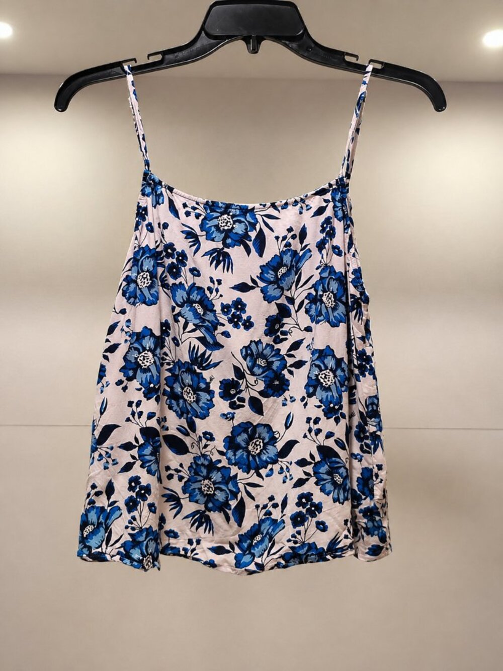 Blue Floral Adjustable Strap Camisole Tank Top